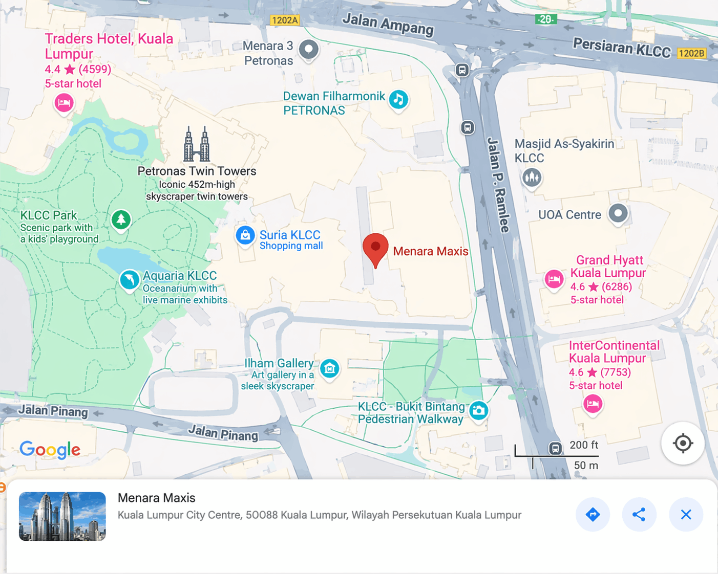 Map showing EliteDrive office at Menara Maxis, KLCC, Kuala Lumpur